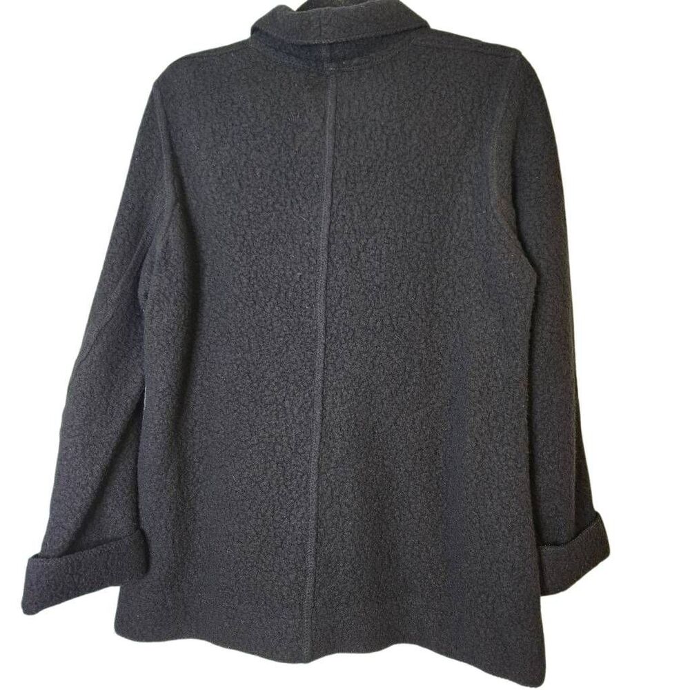 Eileen Fisher textured knit black wool blend jacket. S.